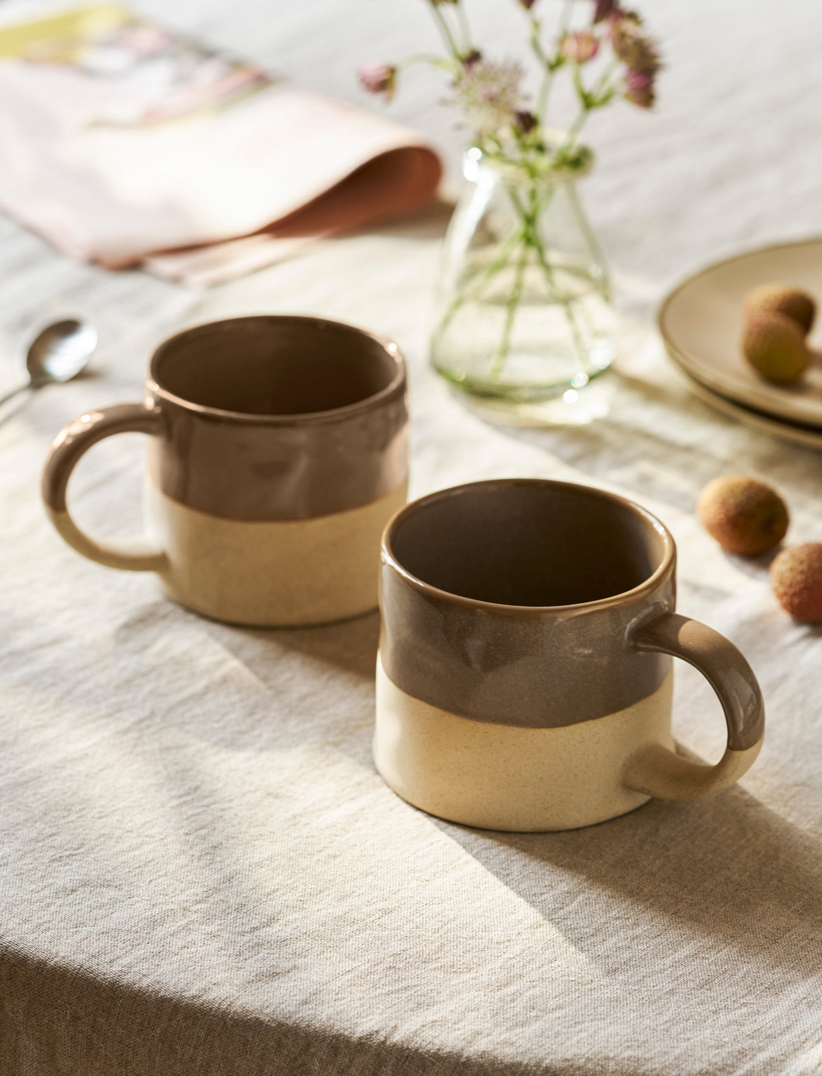 Bladon Half Glazed Mugs - Truffle, Set of 2