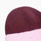Two Tone Beanie Hat - Berry and Pink