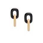 BRANCH - Black & White Wooden Oval Chain Link Drop Earrings