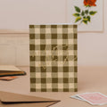 'Welcome to the World' - Green Gingham New Baby Card