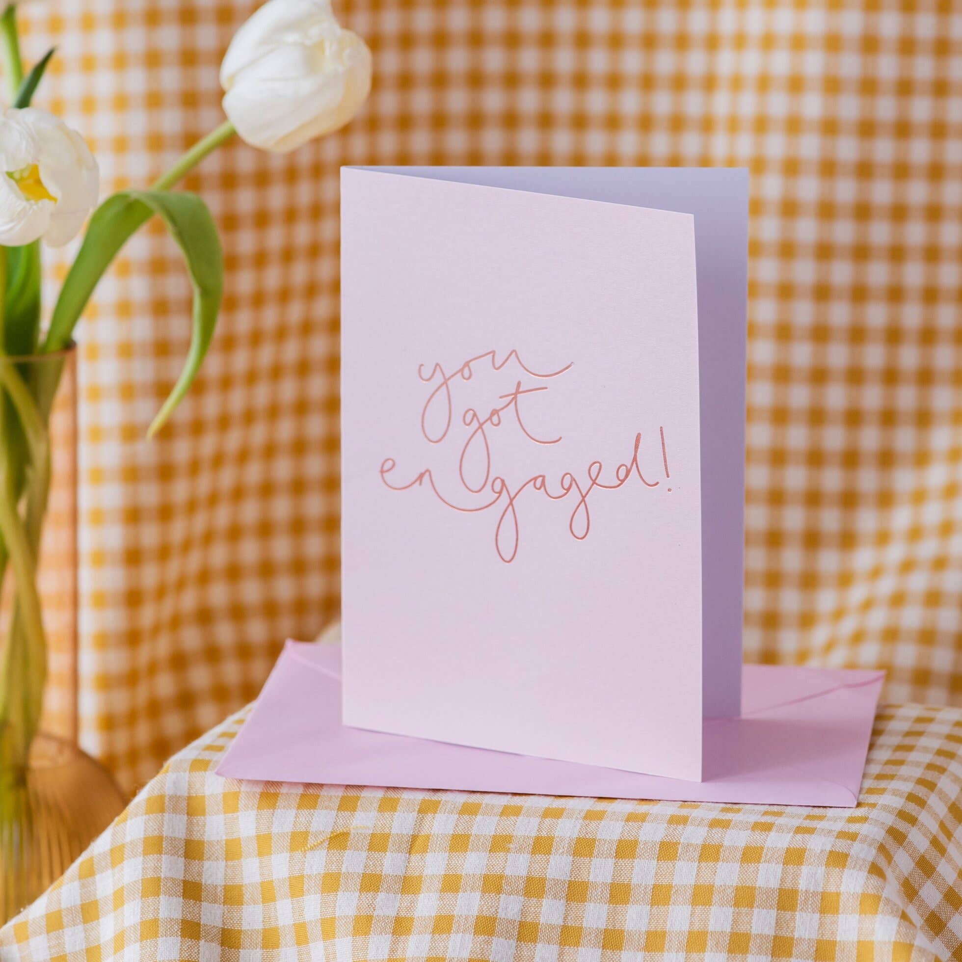 You Got Engaged! Rose Gold Engagement Card