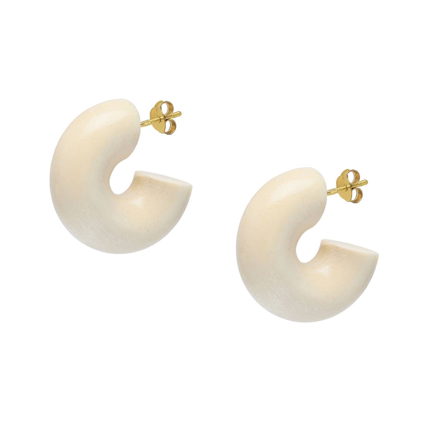 BRANCH - White Wooden Chunky Hoop Earrings
