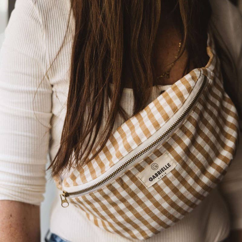 Gabrielle Gingham Cotton Bum Bag: Vichy Camel