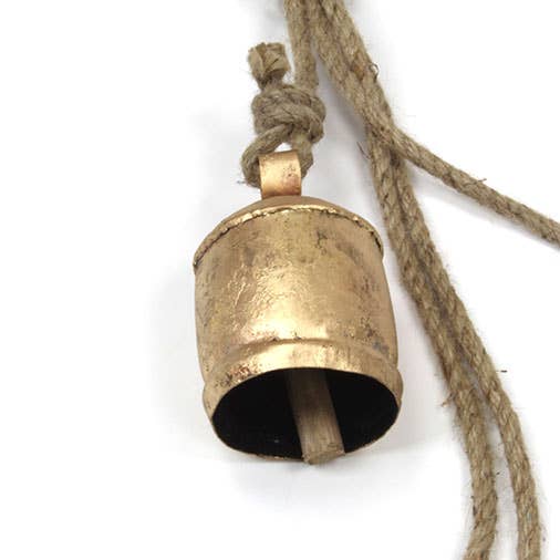 Four Vintage Bells on Rustic Rope