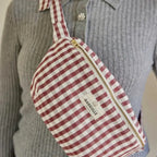 Gabrielle Gingham Cotton Bum Bag: Vichy Camel