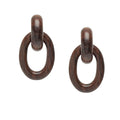 Chunky double link earring – Brown Wood