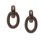 Chunky double link earring – Brown Wood
