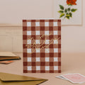 On Your Wedding Day Brown Gingham Foil Wedding Card