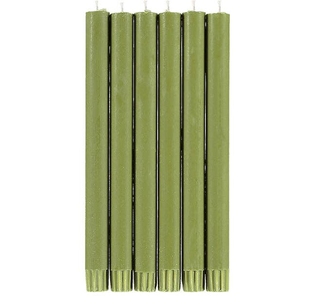 Olive Green Eco Dinner Candles - Pack of 6
