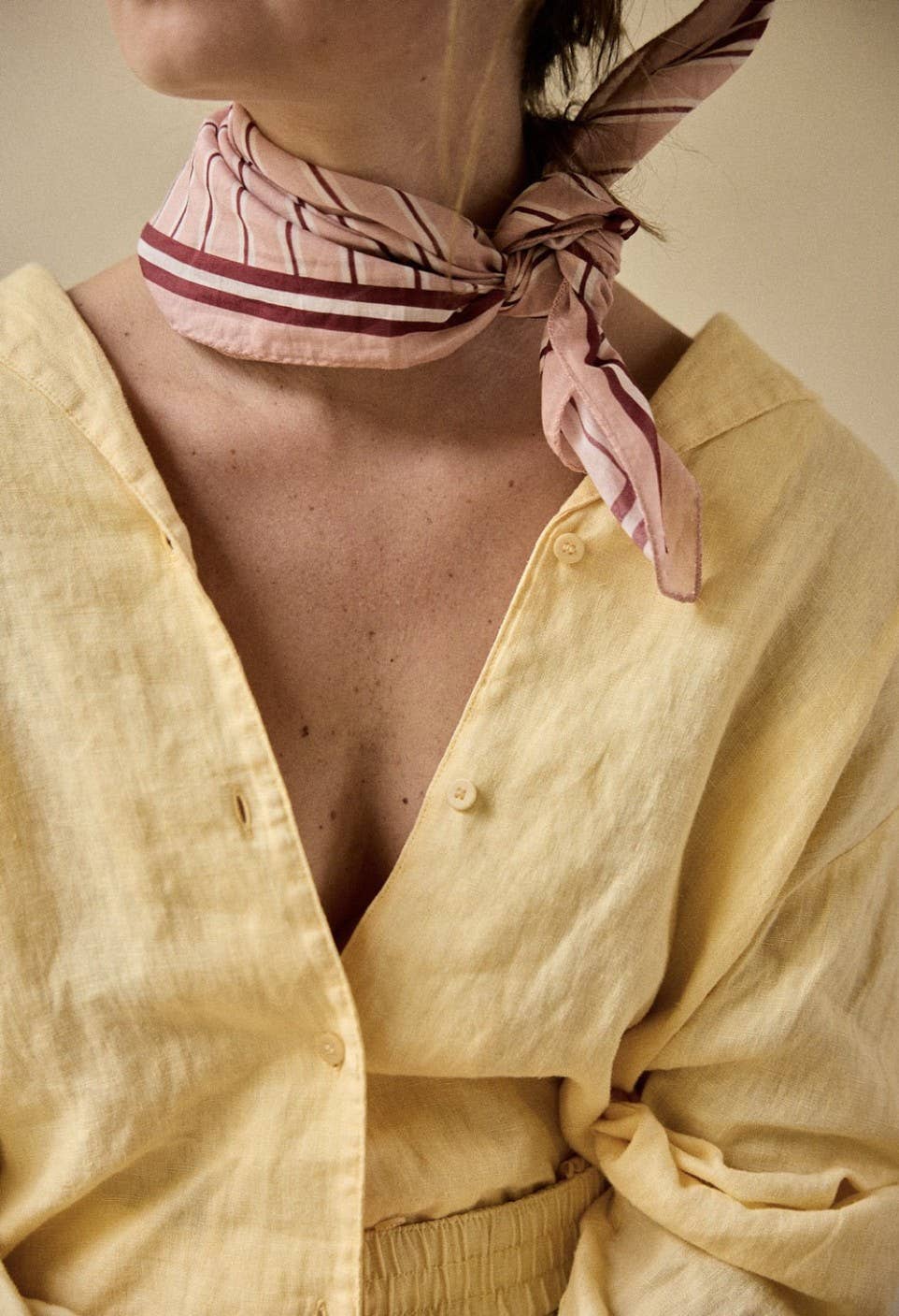 Gabrielle Small Cotton Voile Scarf: Vermilion Stripes Rayures