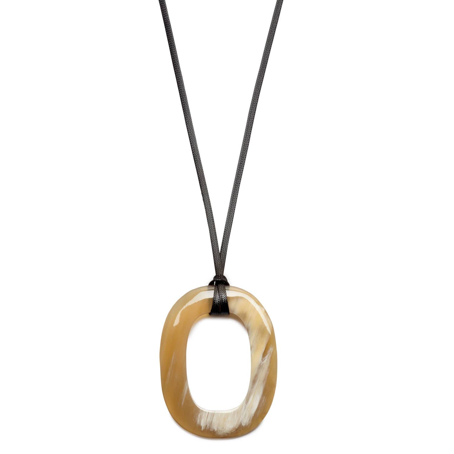 BRANCH - White Natural Large Oval Buffalo Horn & Cord Pendant
