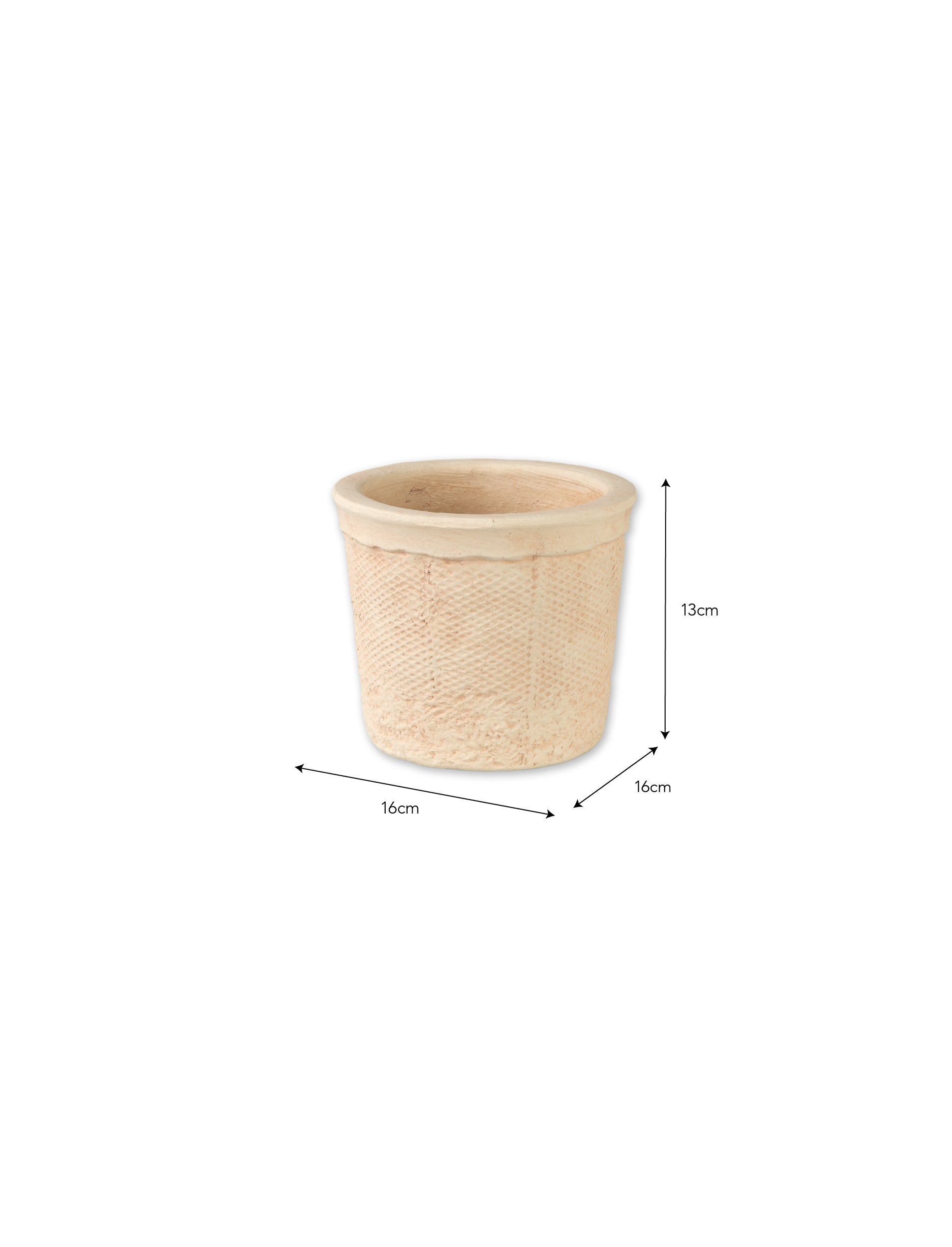 DURSLEY TEXTURED POT 16CM STONE - STONEWARE, NATURAL