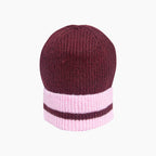 Woolen Striped Beanie Hat - Berry and Pink