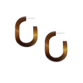ELARA Brown Oblong natural Horn Hoop Earrings