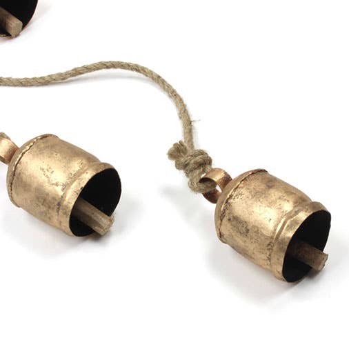 Four Vintage Bells on Rustic Rope