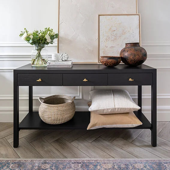 Lucas Oak Three Drawer Console Table