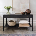 Lucas Oak Three Drawer Console Table