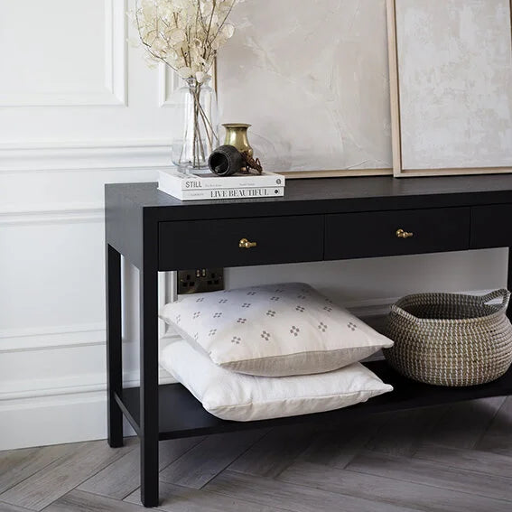 Lucas Oak Three Drawer Console Table