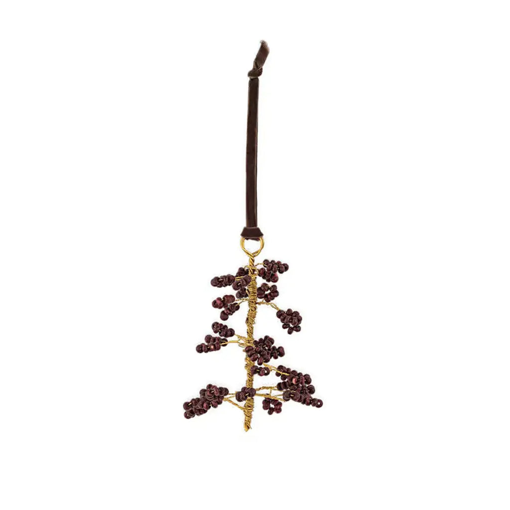Tanu Mango Wood Beaded Decoration Brown (Set of 3)