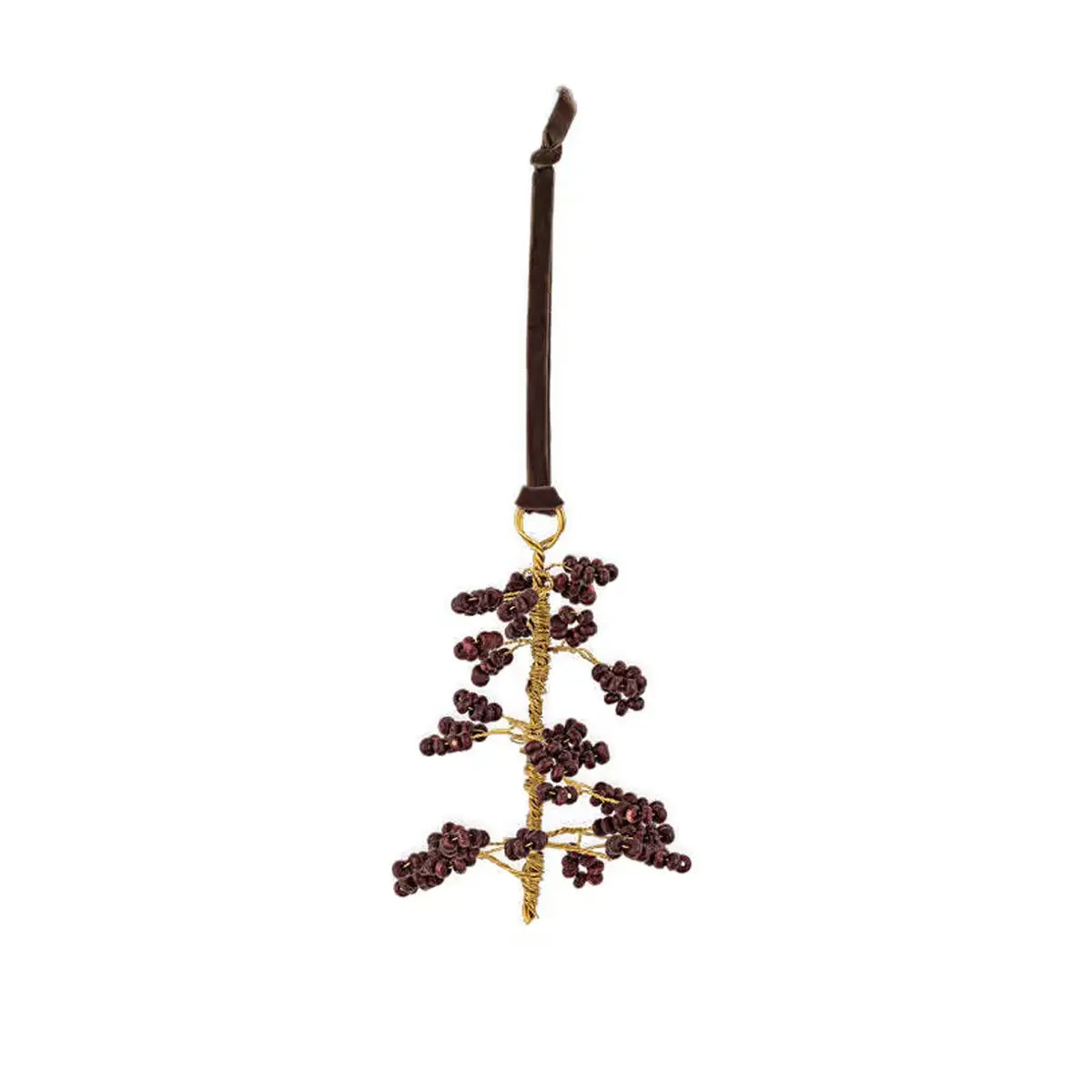 Tanu Mango Wood Beaded Decoration Brown (Set of 3)